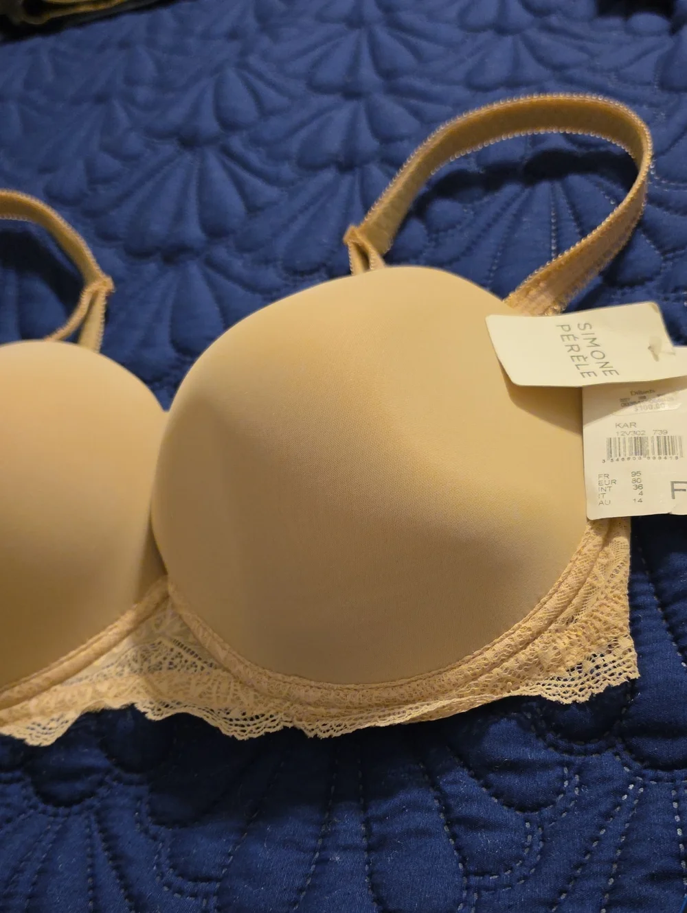 Simone Perele Karma Strapless Women's Nude Lace Balconette Bra 36F (36DDD)